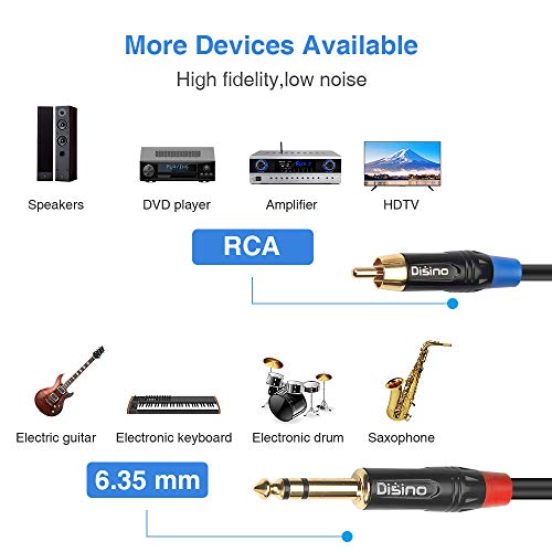 RCA to 1/4 Insert Cable, 6.35mm TRS Male to Dual RCA Audio Y Splitter Cable - 10 FT / 3 Meters - size: 10 Feet