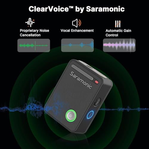Saramonic Ultra Wireless Lavalier Microphone, 32-Bit Float Recording, Timecode Sync, Noise Cancellation, IPX5 Water Resistance, 984’ Range, 130dB SPL, for Cameras, Smartphones, Computers (ULTRA01)