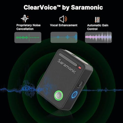 Saramonic Ultra Wireless Lavalier Microphone, 32-Bit Float Recording, Timecode Sync, Noise Cancellation, IPX5 Water Resistance, 984’ Range, 130dB SPL, for Cameras, Smartphones, Computers (ULTRA01)
