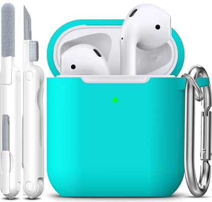 for AirPods 2nd/1st Case Silicone Cover, New Teal | Compatible with Apple AirPods 2nd/1st (2019/2016) Generation with Keychain & Cleaner Kit, Wireless Charging Compatible - color: E1-New Teal