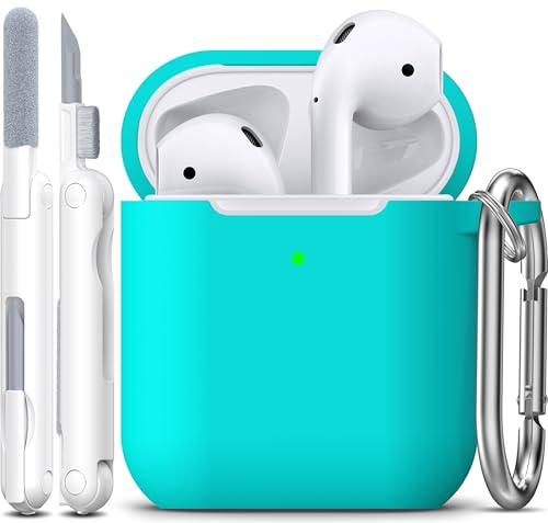 for AirPods 2nd/1st Case Silicone Cover, New Teal | Compatible with Apple AirPods 2nd/1st (2019/2016) Generation with Keychain & Cleaner Kit, Wireless Charging Compatible - color: E1-New Teal
