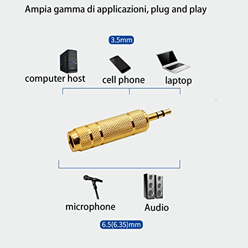 1/4'' to 3.5mm Stereo Headphone Adapter for Audio Connector Cable, 3.5mm(1/8'') Plug Male to 6.35mm (1/4'') Jack Female Stereo Adapter for Headphone, Amp Adapte -5PCS