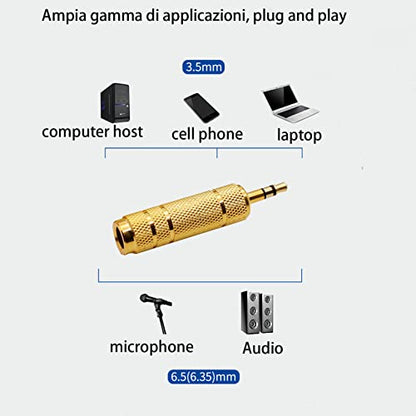 1/4'' to 3.5mm Stereo Headphone Adapter for Audio Connector Cable, 3.5mm(1/8'') Plug Male to 6.35mm (1/4'') Jack Female Stereo Adapter for Headphone, Amp Adapte -5PCS