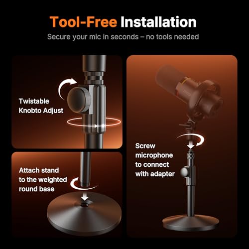MAONO Desktop Mic Stand for PD200W/PD200X Microphone – Height Adjustable