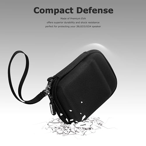 Ginsco Case for JBL Go 4 and Go 3- Ultra-Portable, Waterproof and Dustproof Bluetooth Speaker, for Go 3 - Mini Bluetooth Speaker, Travel Carrying Hard Case with Detachable Strap(Black) - color: Black