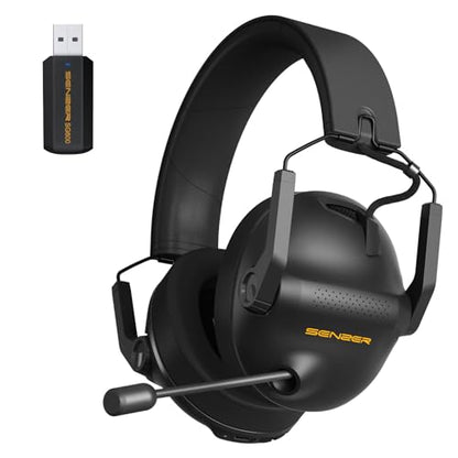 SENZER Wireless Gaming Headset with Microphone - 7.1 Surround Sound, Noise Canceling Mic, 2.4GHz Wireless & Bluetooth 5.3 - Foldable Gaming Headphones for PC PS5 PS4 (Not Xbox Compatible)