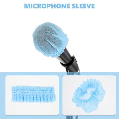 LIFKOME 200pcs Non-woven Disposable Microphone Covers for Ktv Conference and Performance Saliva and Noise Protection Easy to Use Sanitary Mic Accessory