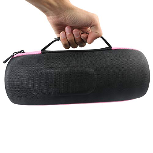 co2CREA Hard Travel Case for JBL Charge 5/4 Speaker, Black+ Pink Zipper | Portable Travel Bag Replacement with Custom Molded Interior and Handle, Shockproof EVA Shell and Soft Lining - color: Black Case + Pink Zipper