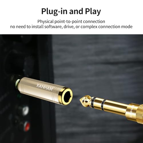 1/4 Inch 6.35mm Female to 1/8 Inch 3.5mm Male TRS Stereo Audio Jack Quarter Inch to Headphone Aux Adapter for Aux Cable, Smartphone, Laptop, Tablet, Speaker, etc. (2 Pack)