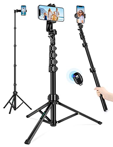 71" Tripod for iPhone, Phone Tripod Selfie Stick with Remote | Cell Phone Stand & Tall Travel Tripod for Recording Video Selfie Photo, Compatible with iPhone 17 16 15 14 Pro Max 13 Android - size: 71 Inch