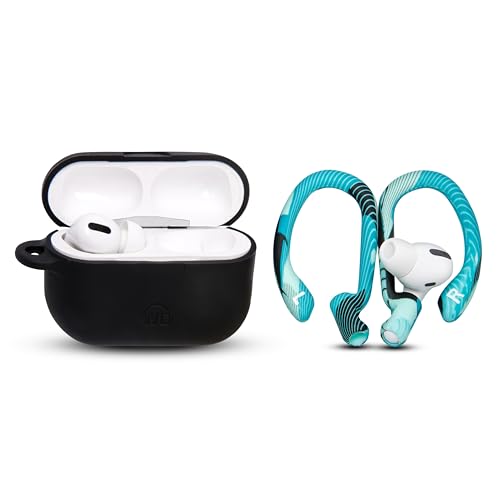 WC HookZ - Patented Upgraded Over Ear Hooks for AirPods Pro 1, 2 & AirPods 1, 2 & 3- Two Size Pairs Included in Package, Unique Left & Right Hook, Made by Wicked Cushions | Cyan Prism - color: Cyan Prism