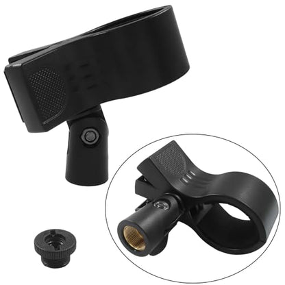1 Pack Microphone Holder, Large | With a Silver 5/8" to 3/8" Screw Adapter, Mic Accessory Clip for Stands, Fit for Most Condenser and Wireless Microphones - size: 1 Clip (With Black Screw)