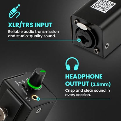 Z2 Wired Portable in Ear Monitor Amplifier, Headphone Amp with XLR and TRS Output, Headphone Amplifier with Stereo/Mono Switch for Keyboardists, Drummers, Guitar