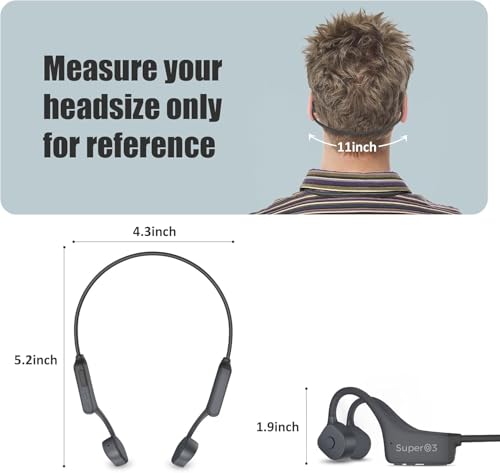 Bone Conduction Headphones Bluetooth Open Ear earphones IP67 Waterproof Wireless Headset Built in Mic Noise Canceling Sports Headphones Bluetooth for Running Driving Cycling Hiking Gym Workouts - color: Grey