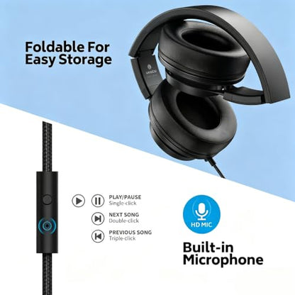 Classroom Headphones for Schools 10-Pack, Bulk Wired 3.5mm Jack