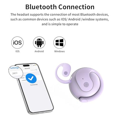 Open Ear Headphones Wireless Bluetooth 5.4, OWS Hanging Earphones Wireless Earbuds with Earhooks and Mic, IPX5 Waterproof, 48H Range, Out of Ear Earbuds for Sports Running Workout Driving(Purple) - color: Purple