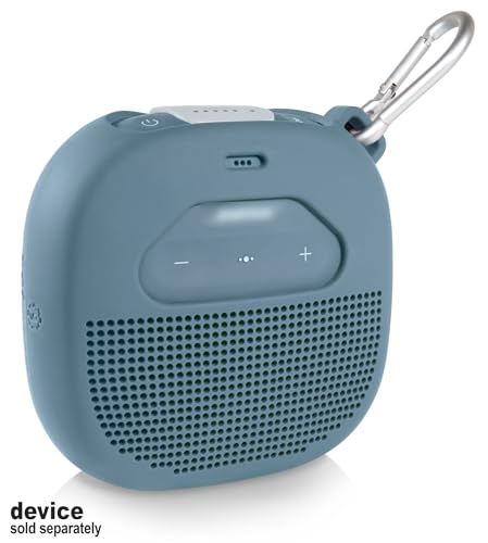 Feature Protective Case for Bose SoundLink Micro Bluetooth Speaker by WGear, Featured Design with mesh Pocket for Cable and Other Accessories, Elastic Strap to Secure Device (Stone Blue), WG012299 - color: Stone blue