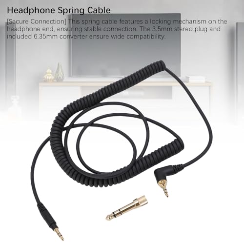 GOWENIC Cable Coiled Aux Cord Replacement for DJ1200 Headphone with 6.5mm Conversion Plug Adapter, 4.59 to 10.83ft Long