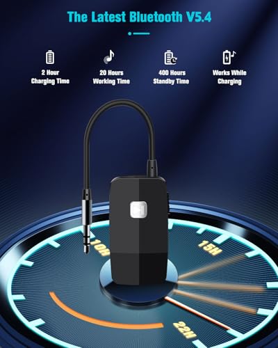 Golvery Bluetooth V5.4 Receiver for Speaker Home Stereo with 3.5mm AUX/RCA | HiFi Wireless Audio Adapter for Car/Wired Headphones, 20 Hours Playtime, Dual Connection to 2 Phones, Easy Control ON/Off - style: J205 Stereo Stream