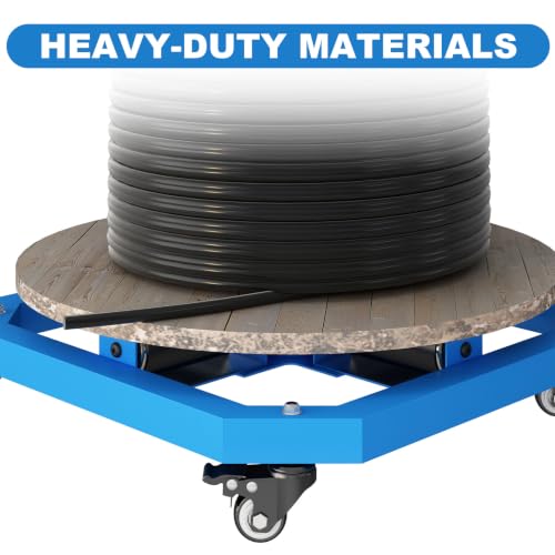 Heavy Duty Cable Reel Stand Turntable with Locking Wheels,1000 lbs Capacity | 20'' x 20'' Industrial wire spool holder, cable caddy,mobile locking wheels,smooth horizontal payout for cable handling tasks