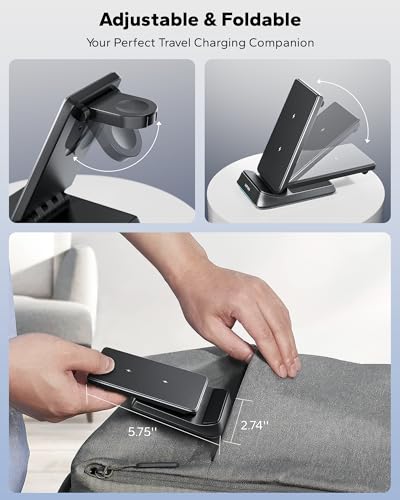 3 in 1 Charging Station for Samsung, Wireless Charger for Thick Cases, Foldable Phone and Watch Charger Stand for Galaxy S26/S25/S25 Ultra/S24/Z Fold/Android Devices, Galaxy Watch and Earbuds