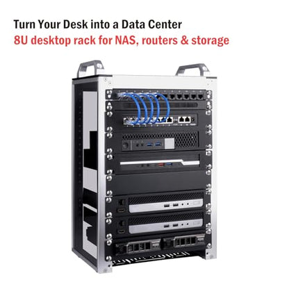 GeeekPi 8U Network Rack, 10 inch Mini Server Rack for Network, Servers, Audio, and Video Equipment, DeskPi RackMate T1, 7.87 inch Depth - color: Silver