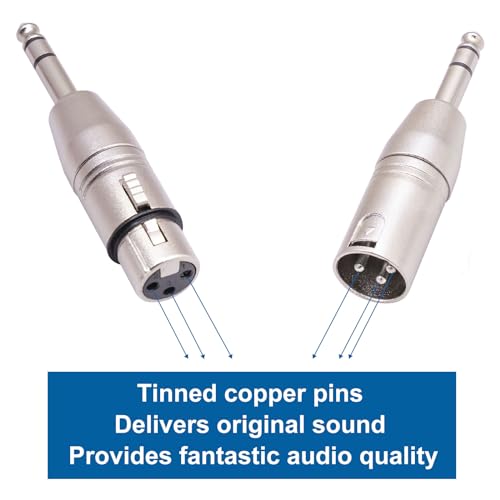 4 Pack 1/4" TRS Male to XLR Adapters -1 Pair 6.35mm 1/4 to XLR Male/Female | Balanced Quarter Inch 6.35mm Male to XLR Male/Female Adapters for Mixers, Microphones, Amplifiers