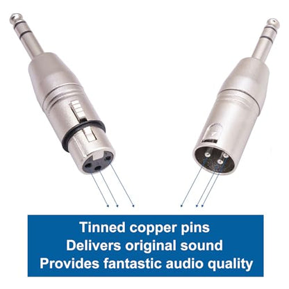 4 Pack 1/4" TRS Male to XLR Adapters -1 Pair 6.35mm 1/4 to XLR Male/Female | Balanced Quarter Inch 6.35mm Male to XLR Male/Female Adapters for Mixers, Microphones, Amplifiers