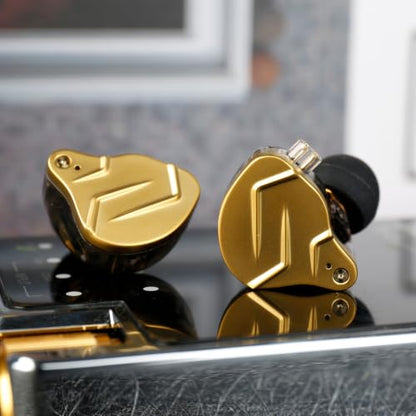 KZ ZSN PRO X in Ear Monitor Headphones Gaming Earbuds, High Fidelity Wired Earbuds, Hybrid Dual Driver IEMS Earphones with 1BA 1DD Detachable Tangle-Free Cable for Computer Tablet (Gold, Without Mic) - color: Gold, style: without mic