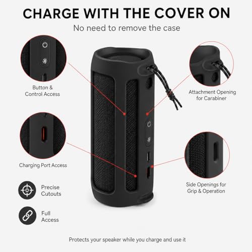 Silicone Case Compatible for FLIP 5 Portable Bluetooth Speaker, Gel Soft Skin Cover, Rubber Case, Travel Carry Pouch with Strap Not for Flip 6 (Speaker not Included | Soft Silicone Case for Flip 5 Speaker, Made for Grip, Travel Carry, and Everyday Cratch