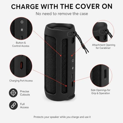 Silicone Case Compatible for FLIP 5 Portable Bluetooth Speaker, Gel Soft Skin Cover, Rubber Case, Travel Carry Pouch with Strap Not for Flip 6 (Speaker not Included | Soft Silicone Case for Flip 5 Speaker, Made for Grip, Travel Carry, and Everyday Cratch