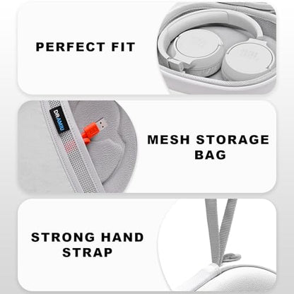 Hard Case for JBL Headphones, White | Compatible with JBL Junior 320/ 320BT/Junior 470NC/JR 460NC/ Tune 520BT 510BT 720BT 770NC 670NC/ Live 670NC 770NC Headphone - color: White