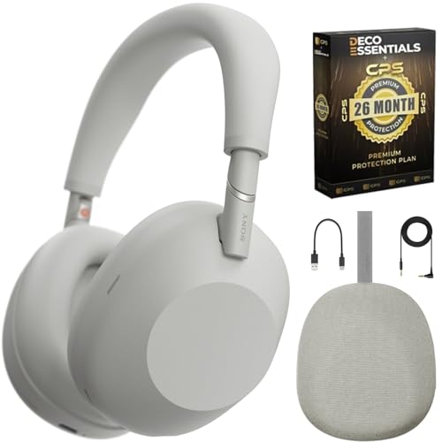 Sony WH-1000XM6/S Best Wireless Noise Canceling Headphones, Platinum Silver Bundle with Deco Essentials Exclusive CPS 26 Month Protection Pack | Official USA Partner Model - color: Pewter
