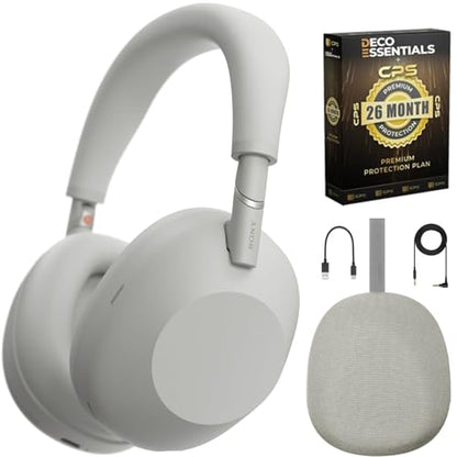 Sony WH-1000XM6/S Best Wireless Noise Canceling Headphones, Platinum Silver Bundle with Deco Essentials Exclusive CPS 26 Month Protection Pack | Official USA Partner Model - color: Pewter