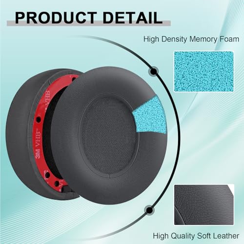 Replacement Ear Pads for Beats Studio 2 & Studio 3 Wired & Wireless Headphones, Ear Cushions, Headset Earpads, Ear Cups Cover with Soft Protein Leather-Shadow Grey - color: Shadow Grey