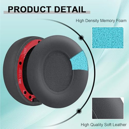 Replacement Ear Pads for Beats Studio 2 & Studio 3 Wired & Wireless Headphones, Ear Cushions, Headset Earpads, Ear Cups Cover with Soft Protein Leather-Shadow Grey - color: Shadow Grey