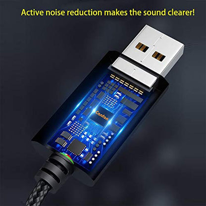 USB to 3.5mm Headphone and Microphone Jack Audio Adapter with 3.5mm Combo Aux Stereo Converter for Headset Mac PS4 PC Laptop Desktops External Sound Card Audio for Windows (100cm, White) - color: white