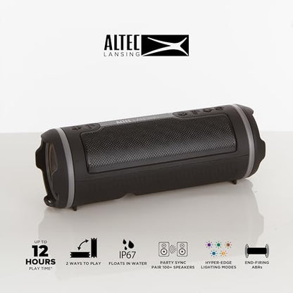 Altec Lansing HydraMOTION 2.0 Wireless Bluetooth Speaker, 16H Battery, RGB Lights, USB-C Quick Charge, IP67 Rated Waterproof Bluetooth, Mountable Speaker, Voice Assistant - color: Cool Gray/Navy Blue