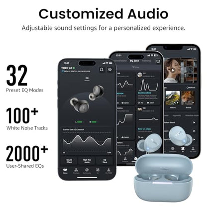 TOZO A1 Wireless Earbuds Bluetooth 5.3 Light Weight in Ear Headphones | IPX5 Waterproof, 2 Mics for AI Calls, Immersive Premium Sound Bass Ear buds with Charging Case, 32 Presets EQ via TOZO App - color: Blue
