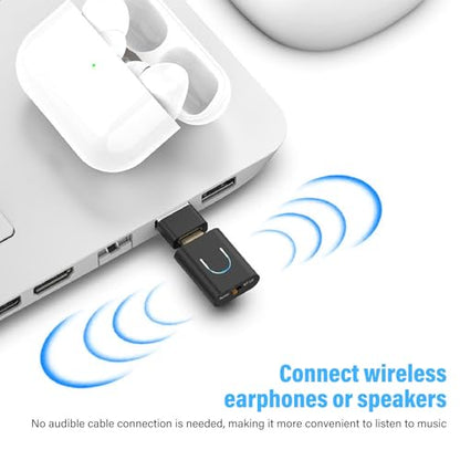 Bewinner LE Audio Transmitter, Low Latency Bluetooth 5.4 Adapter, Type C to Wireless Audio Sound Transmitter for TV PC Car Home, Multi Streaming Music Receiver