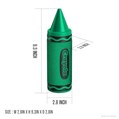 Crayola Kids Crayon Speakers Bluetooth, Portable Bluetooth Speakers | 20W Peak Power HD Sound, Mini Bluetooth Speaker Wireless with TWS Pairing BT 5.3, FM Radio Home/Party/Outdoor/Travel - color: Green
