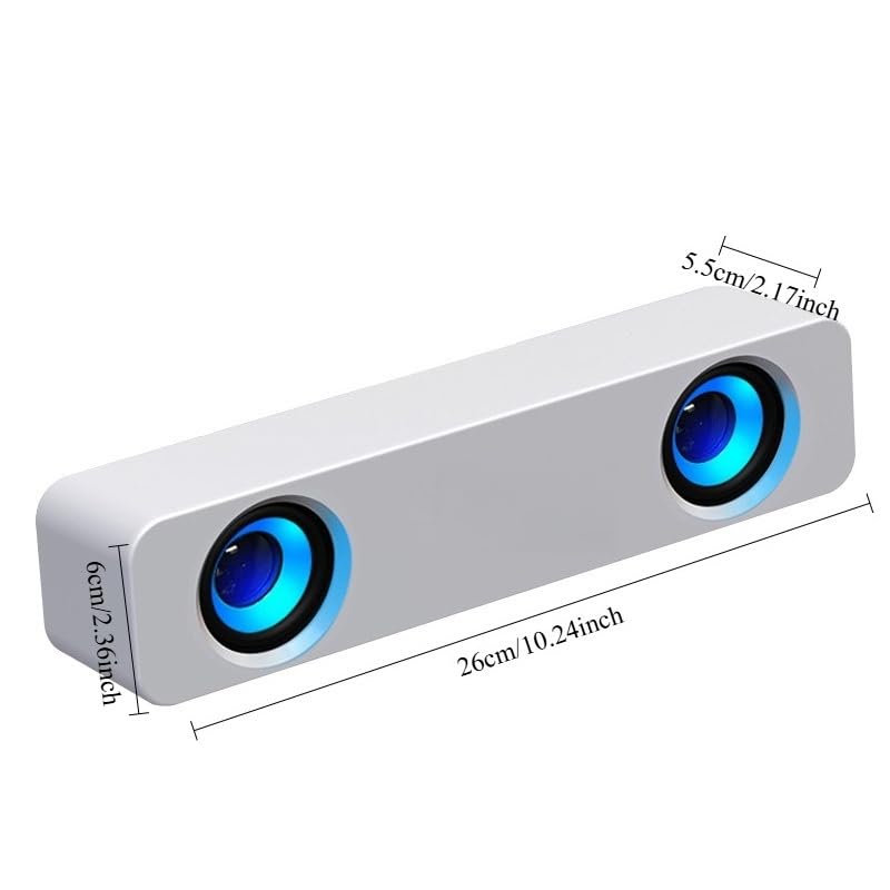 Mini Wired Sound Bar for Desktop, USB Computer Speaker with Easy Volume Control - color: Black