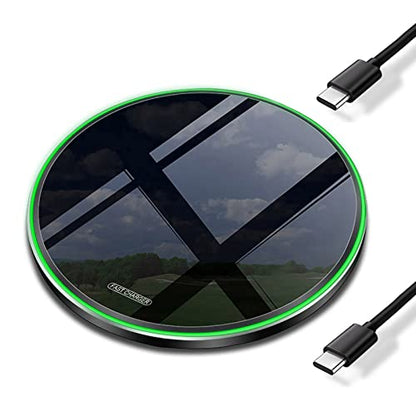 20W Fast Wireless Charger Pad,USB-C Wireless Phone Charging Station | Metal Frame Design,[20W SUPER Fast Charging] Wide Compatible with iPhone 17-11/Airpods,Samsung Galaxy/Buds,LG/Pixel -Black - color: Mirror
