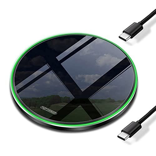 20W Fast Wireless Charger Pad,USB-C Wireless Phone Charging Station | Metal Frame Design,[20W SUPER Fast Charging] Wide Compatible with iPhone 17-11/Airpods,Samsung Galaxy/Buds,LG/Pixel -Black - color: Mirror