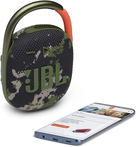 JBL Clip 4 Portable Bluetooth Speaker - Waterproof and Dustproof IP67, Mini Bluetooth Speaker for Travel, Outdoor and Home, (Squad), with Cleaning Cloth