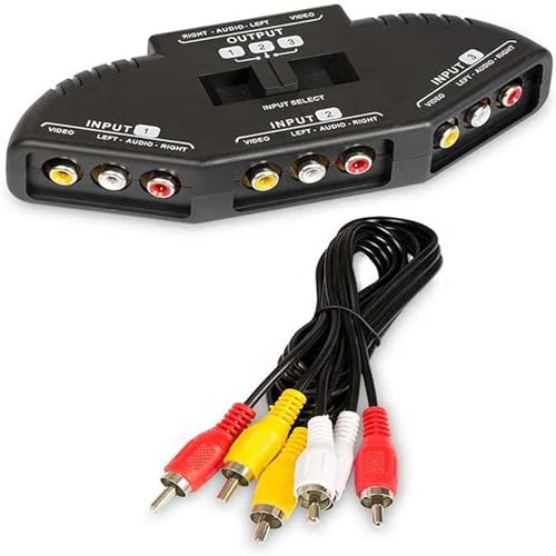 ANRANK RS3010AK 3-Way Audio Video AV RCA Switch Game Selector Box Splitter Black