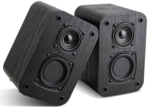 RIOWOIS Passive Bookshelf Speakers for Home Theater Surround Sound, Satellite Stereo Speakers with Crisper Sound and Classic Wood Grain for Record Player/Computer/TV, Wall Mountable, One Pair. | 6Ω, 2.75" Woofer, Silk Dome Horn Tweeter, Cables not Include
