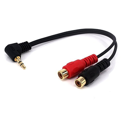 3.5mm to 2RCA Adapter Cable, 8 Inch Gold Plated 90 Degree Right-Angled 1/8" TRS Stereo Male to Dual RCA Female Y Splitter Adapter Cable(3.5M/2RCAF)