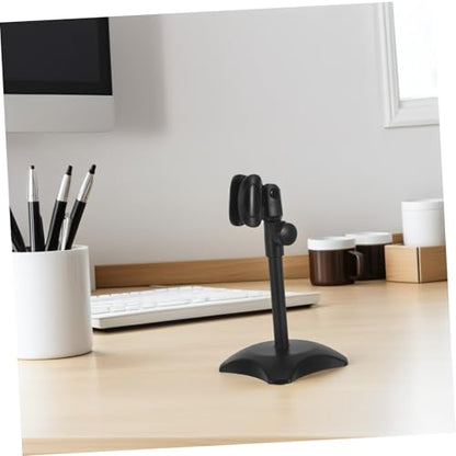 Adjustable Desktop Mic Stand round Base for Handheld and Heavyweight Microphones, Portable and Heavy-duty Abs and Iron Construction, for Lectures and Video Conferences