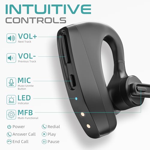 Herloreen Bluetooth Headset with Mic, USB Dongle & Charging Case for Work | Wireless Earpiece for PC Laptop, 48H Talk Time, Noise Canceling Mic, , for Remote Work, Call Center, Trucker, Business - style: Headset + Charge Case + USB Dongle-HLK30